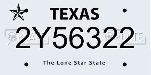 2Y56322 Texas License Plate