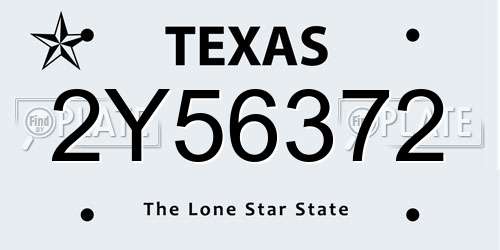2Y56372 Texas License Plate