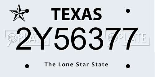 2Y56377 Texas License Plate