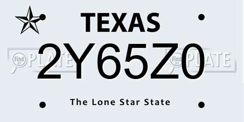 2Y65Z0 Texas License Plate