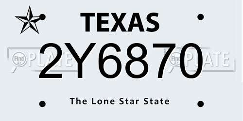 2Y6870 Texas License Plate