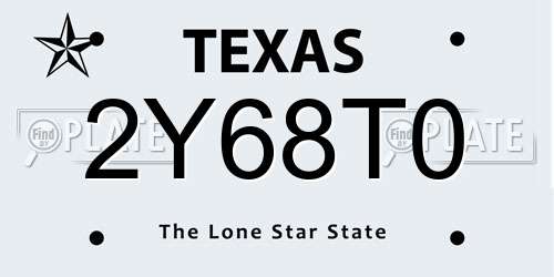 2Y68T0 Texas License Plate
