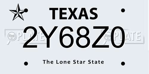 2Y68Z0 Texas License Plate