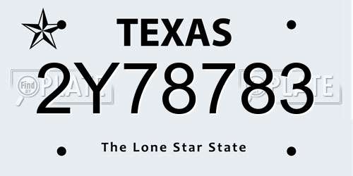 2Y78783 Texas License Plate