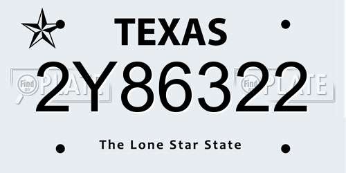 2Y86322 Texas License Plate