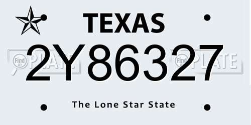 2Y86327 Texas License Plate