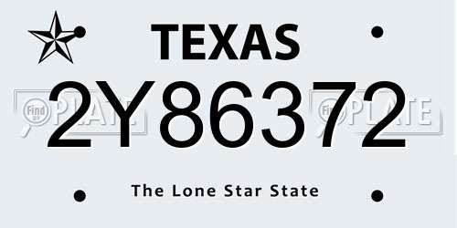 2Y86372 Texas License Plate