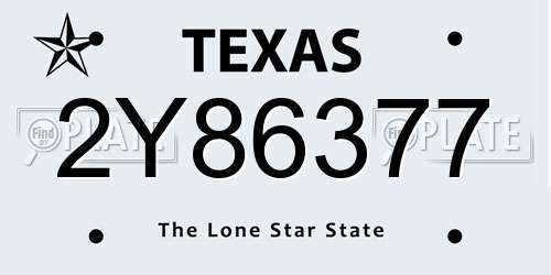 2Y86377 Texas License Plate