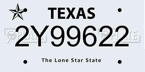 2Y99622 Texas License Plate