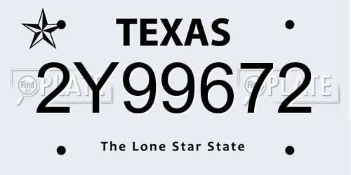 2Y99672 Texas License Plate