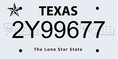 2Y99677 Texas License Plate