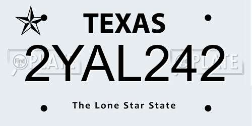 2YAL242 Texas License Plate