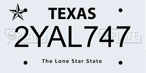 2YAL747 Texas License Plate