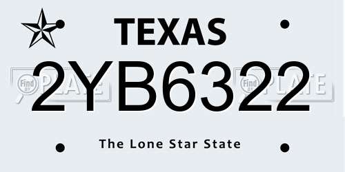 2YB6322 Texas License Plate