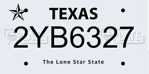 2YB6327 Texas License Plate