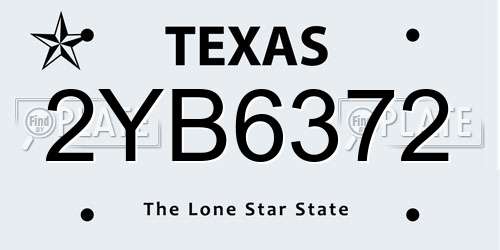2YB6372 Texas License Plate