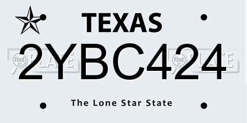 2YBC424 Texas License Plate