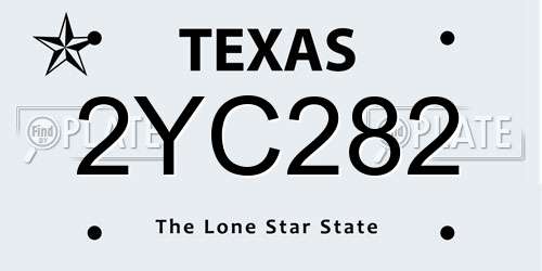 2YC282 Texas License Plate