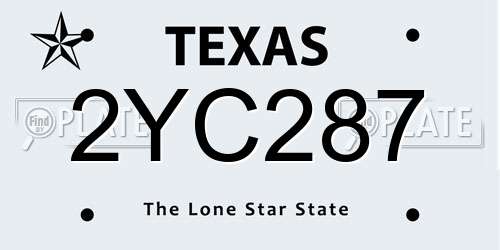 2YC287 Texas License Plate