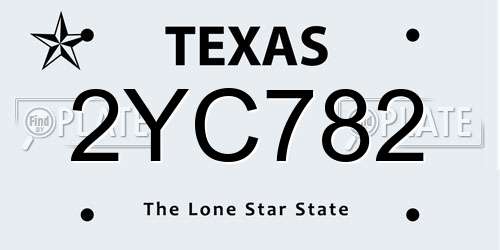 2YC782 Texas License Plate