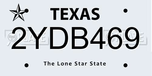 2YDB469 Texas License Plate