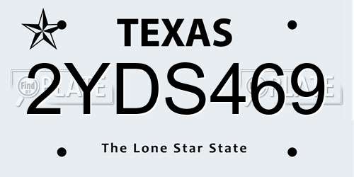 2YDS469 Texas License Plate