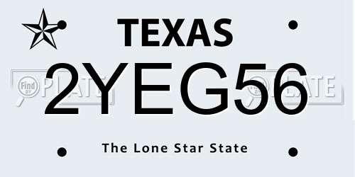 2YEG56 Texas License Plate