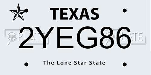 2YEG86 Texas License Plate