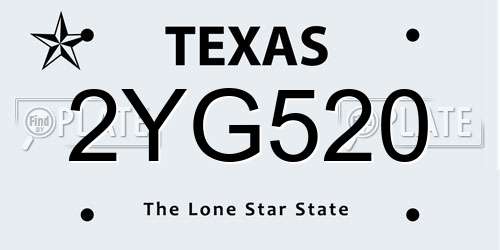 2YG520 Texas License Plate