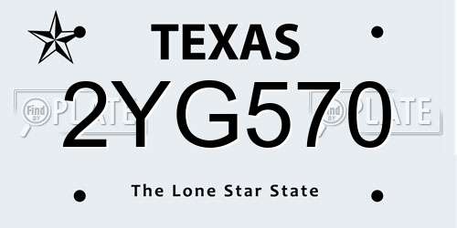 2YG570 Texas License Plate