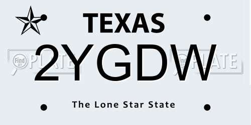 2YGDW Texas License Plate