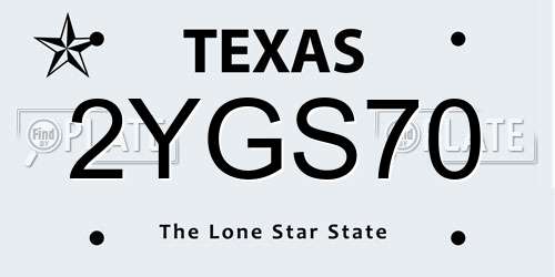 2YGS70 Texas License Plate