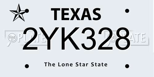 2YK328 Texas License Plate