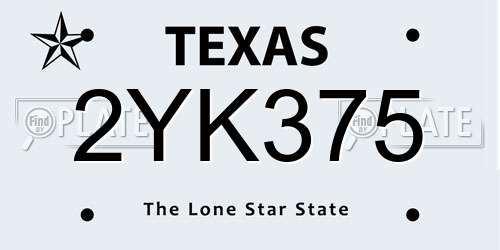 2YK375 Texas License Plate