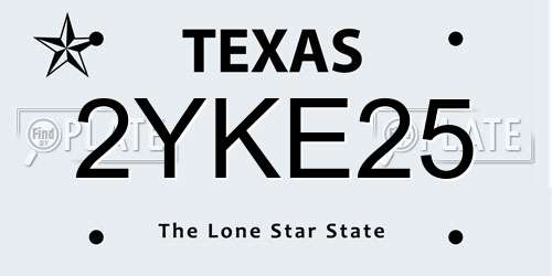 2YKE25 Texas License Plate