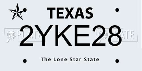 2YKE28 Texas License Plate