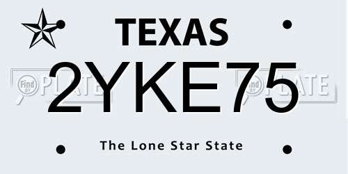 2YKE75 Texas License Plate