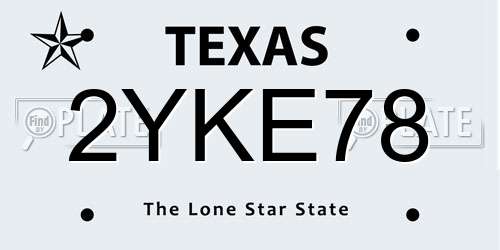 2YKE78 Texas License Plate