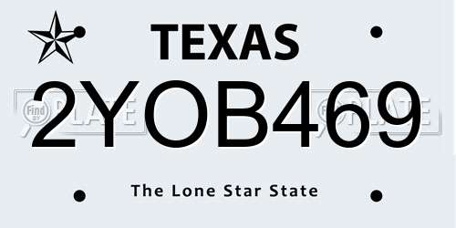 2YOB469 Texas License Plate