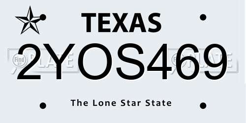 2YOS469 Texas License Plate