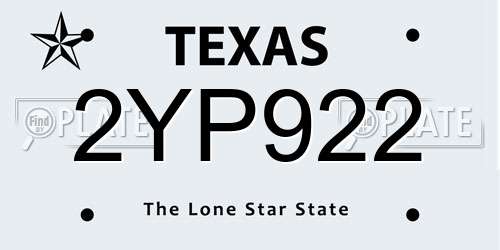 2YP922 Texas License Plate
