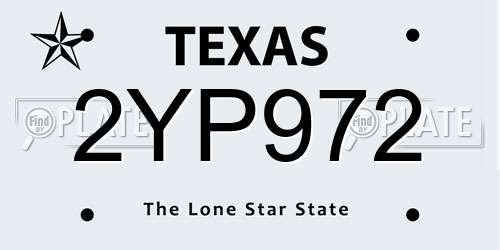2YP972 Texas License Plate