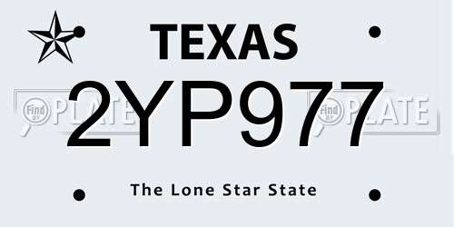 2YP977 Texas License Plate