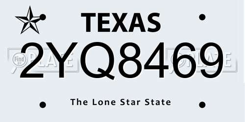 2YQ8469 Texas License Plate