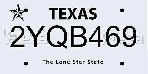 2YQB469 Texas License Plate