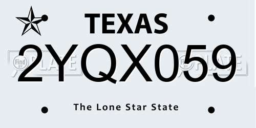 2YQX059 Texas License Plate