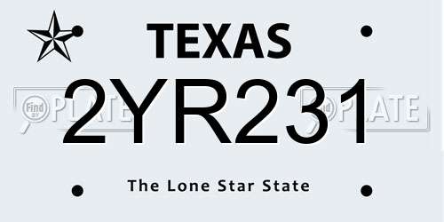2YR231 Texas License Plate