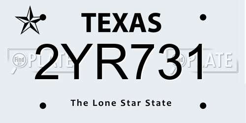 2YR731 Texas License Plate