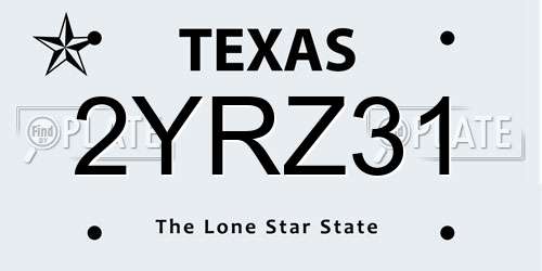 2YRZ31 Texas License Plate