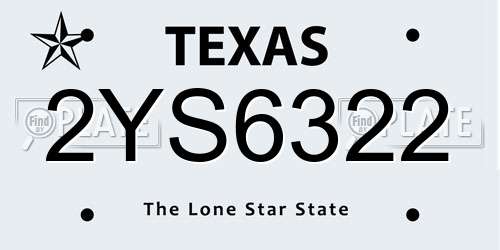 2YS6322 Texas License Plate